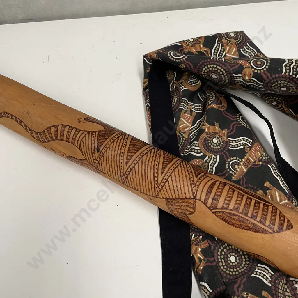 Didgeridoo in Aboriginal Cloth Bag. L130cm Image 1++