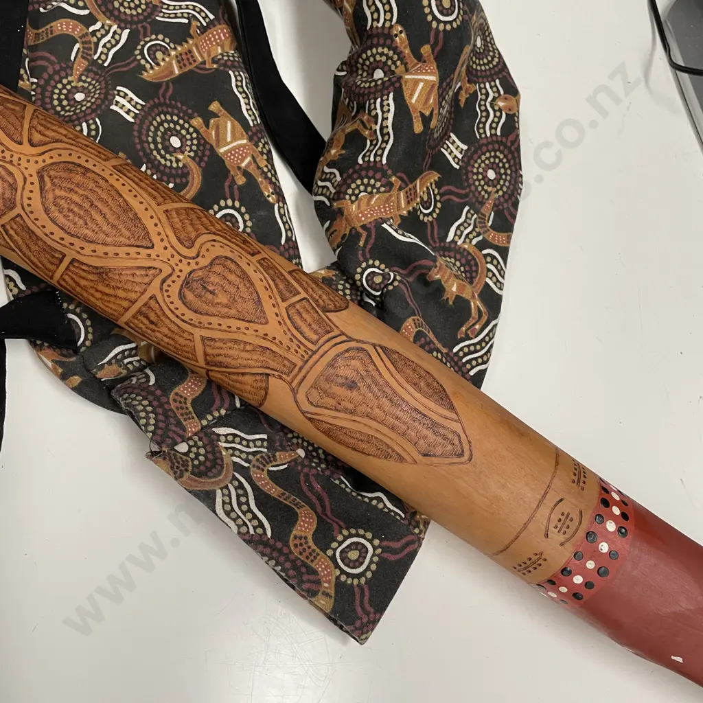 Didgeridoo in Aboriginal Cloth Bag. L130cm Image 1++