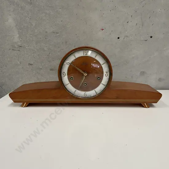 Stunning Art Deco Mantle Clock. Schatz, German made. L49cm