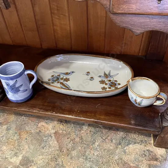 Studio Pottery items. Mexico. Hand Painted Bird Theme