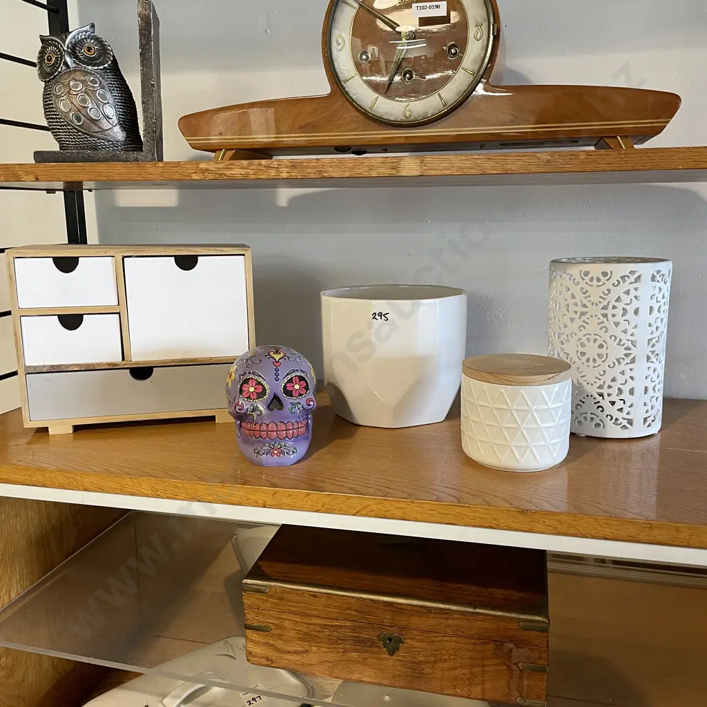 Assortment of Bedroom Accessories including light and hand painted Skull Ornament Image 1++