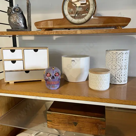 Assortment of Bedroom Accessories including light and hand painted Skull Ornament
