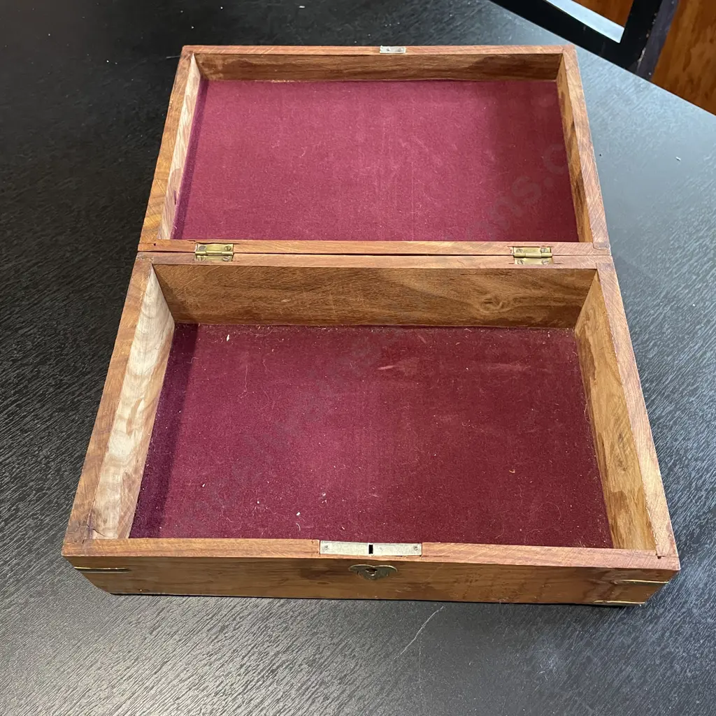 Vintage Wooden Box with Brass Detailing. 30 x 20cm H11cm Image 1++