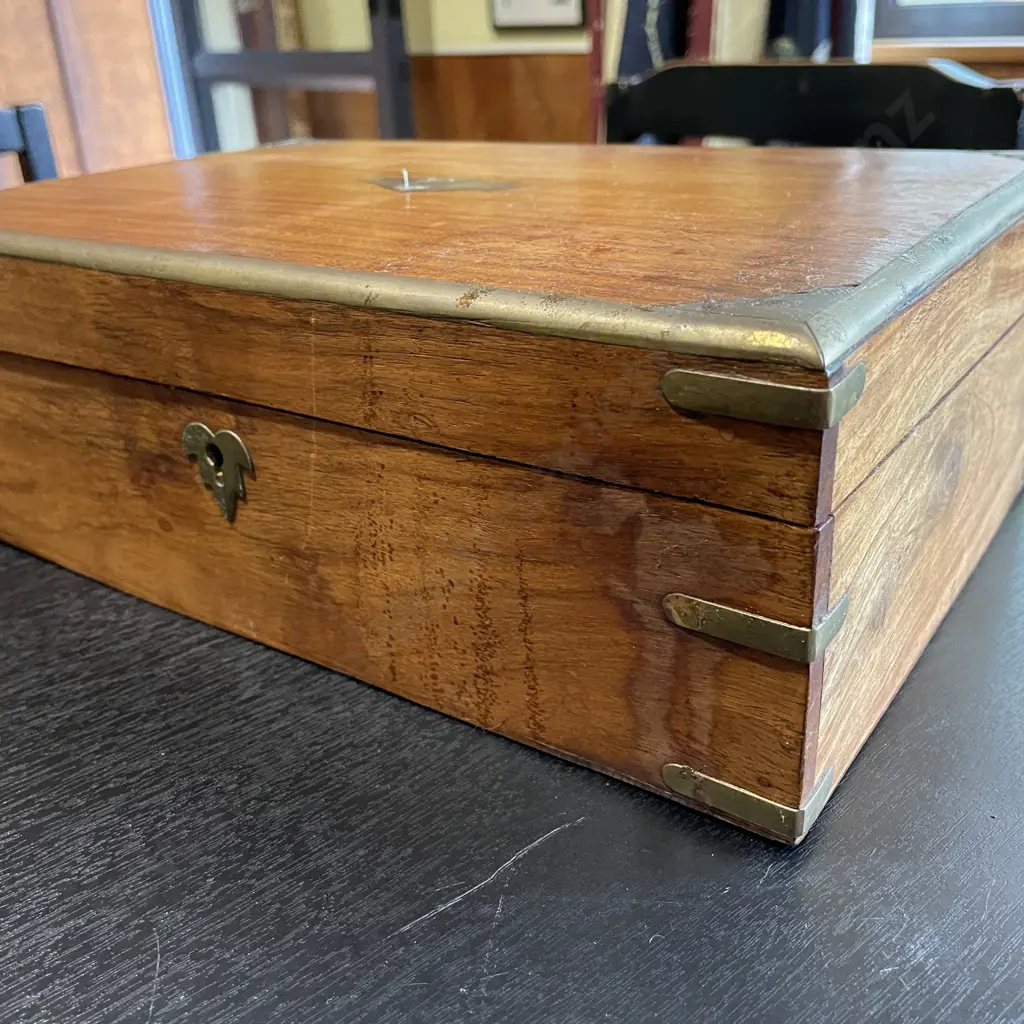 Vintage Wooden Box with Brass Detailing. 30 x 20cm H11cm Image 1++
