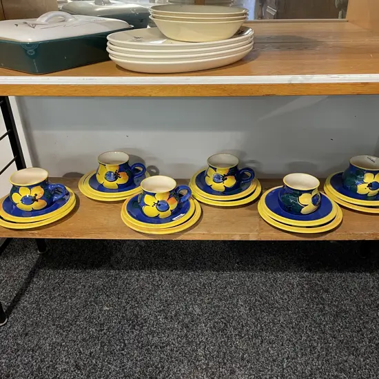 6 x Handpainted Sunnyvale NZ Pottery Trios