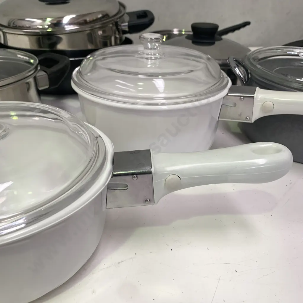 Assorted Stainless Pots with Nonstick Wok and 2 Acroflan Lidded Pots Image 1++