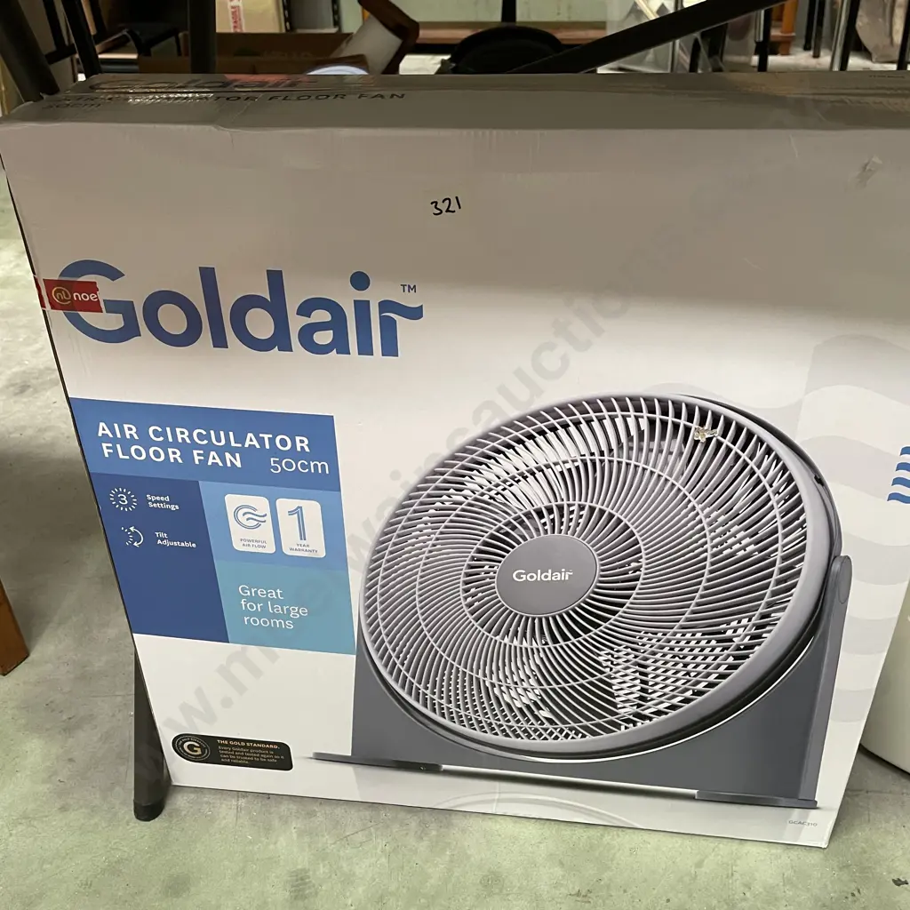 Boxed Goldair Air Circulating Floor Fan, 50cm Image 1++