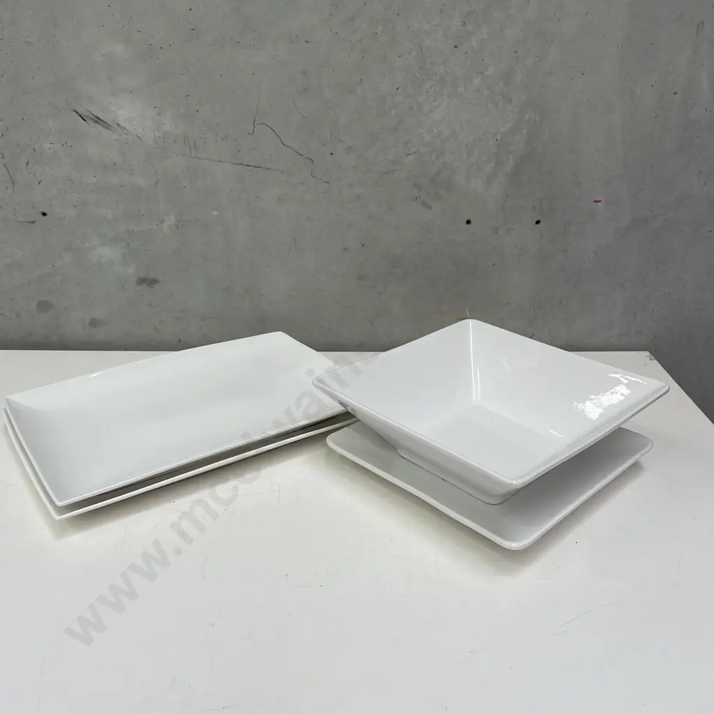 3 Large White Platters and Bowl Image 1++