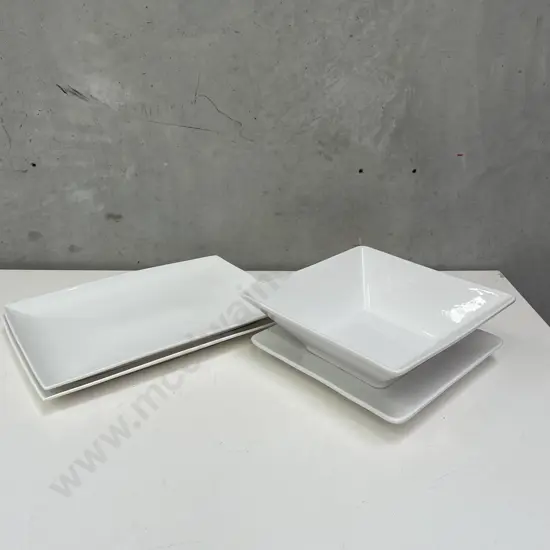 3 Large White Platters and Bowl