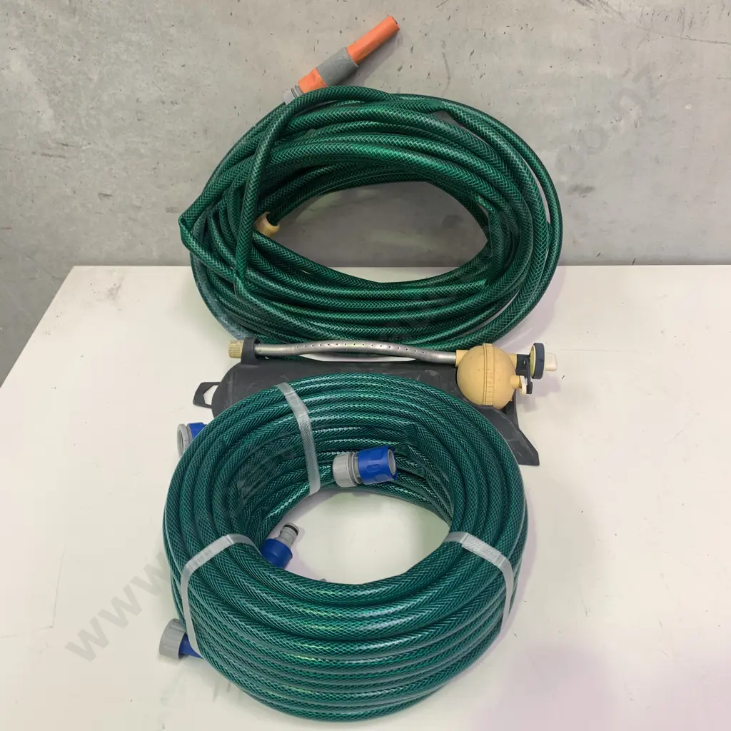 As new Aqua Systems 30m Garden Hose with Gun with additional Garden Hose with attachments and sprinkler Image 1++