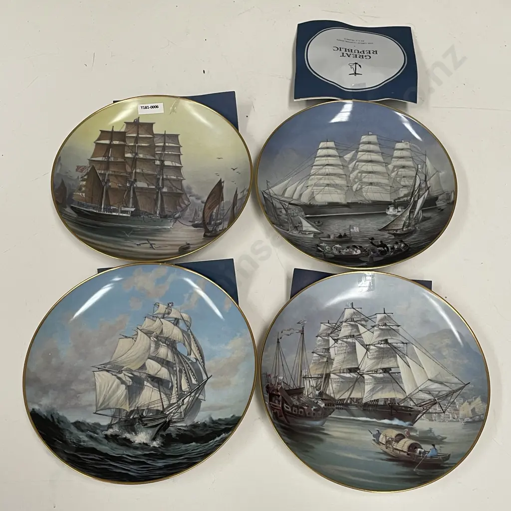 4 x Franklin Mint Collectors Ship Plates, with documentaion Image 1++