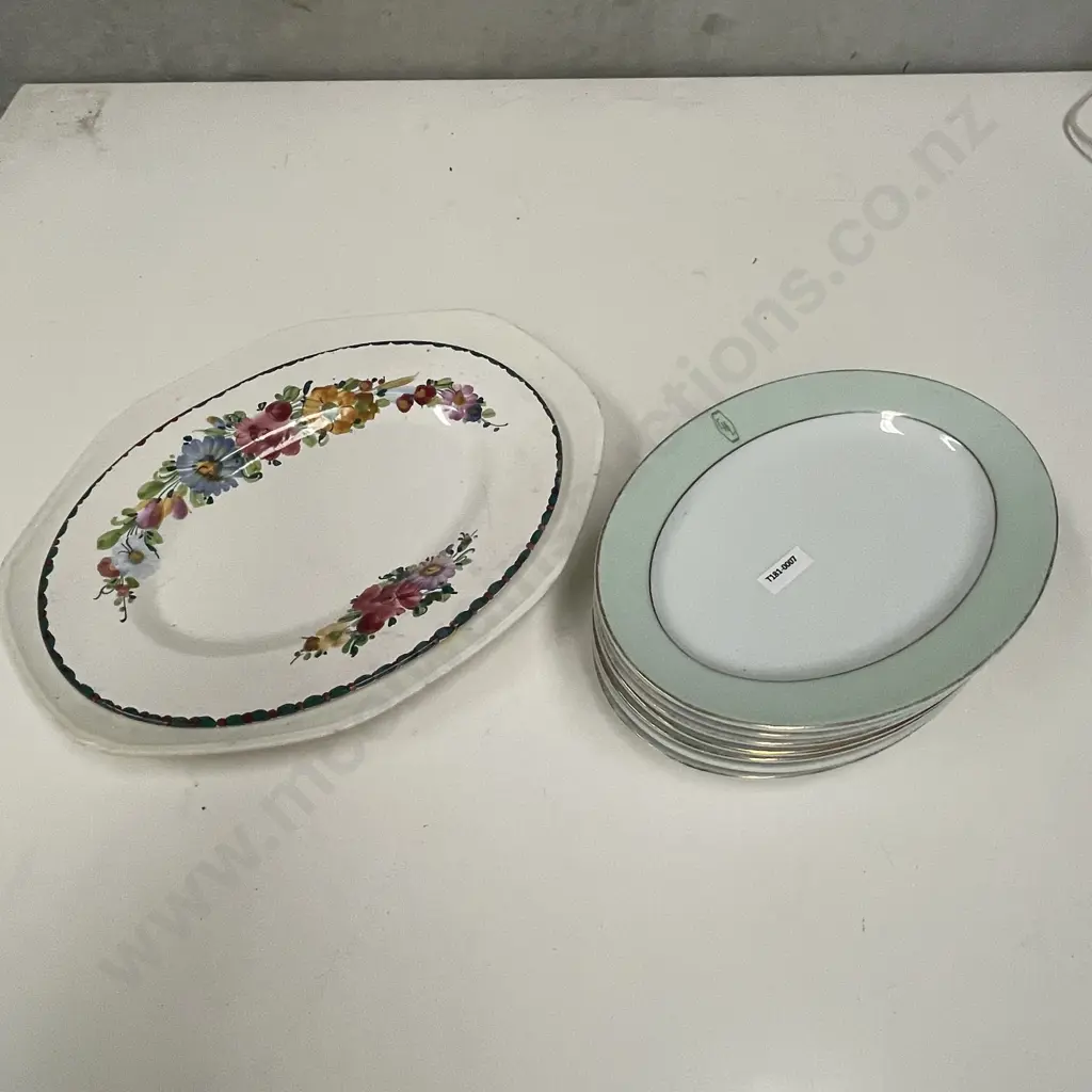 Set of 7 Noritake Oval Entree Plates with two English Platters Image 1++