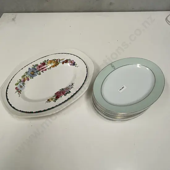 Set of 7 Noritake Oval Entree Plates with two English Platters