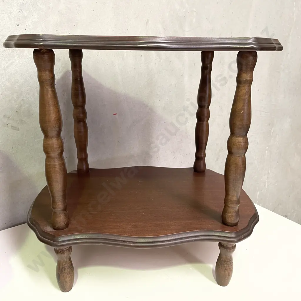 Pair of Vintage Mahogany Dual Shelf Occasional Tables. H46 Top 48 x 35cm Image 1++