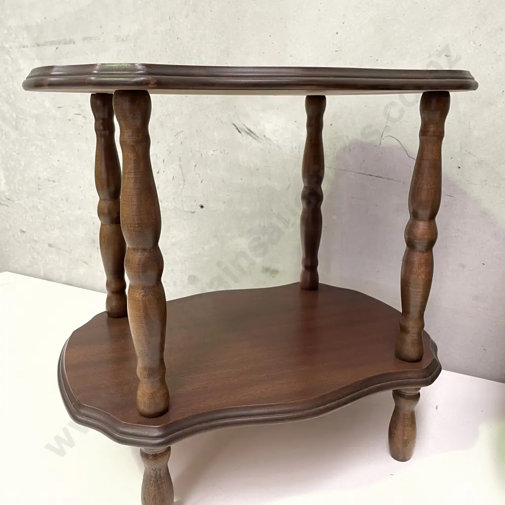 Pair of Vintage Mahogany Dual Shelf Occasional Tables. H46 Top 48 x 35cm Image 1++