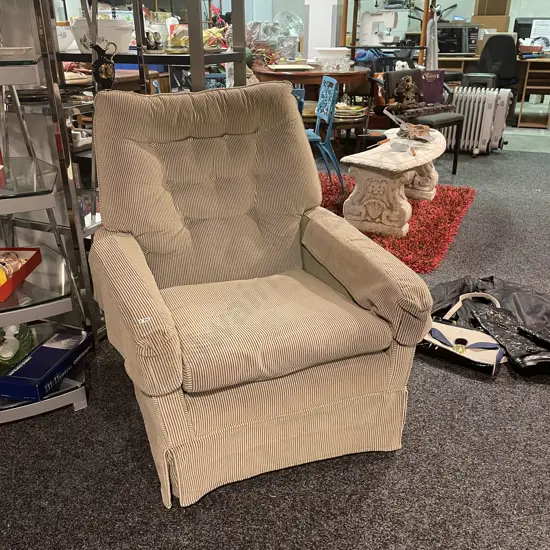 Vintage Mid Century Don Button Back Armchair