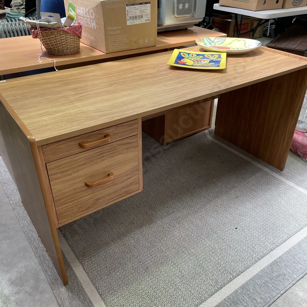 Wood Effect Office Desk - two drawer Image 1++