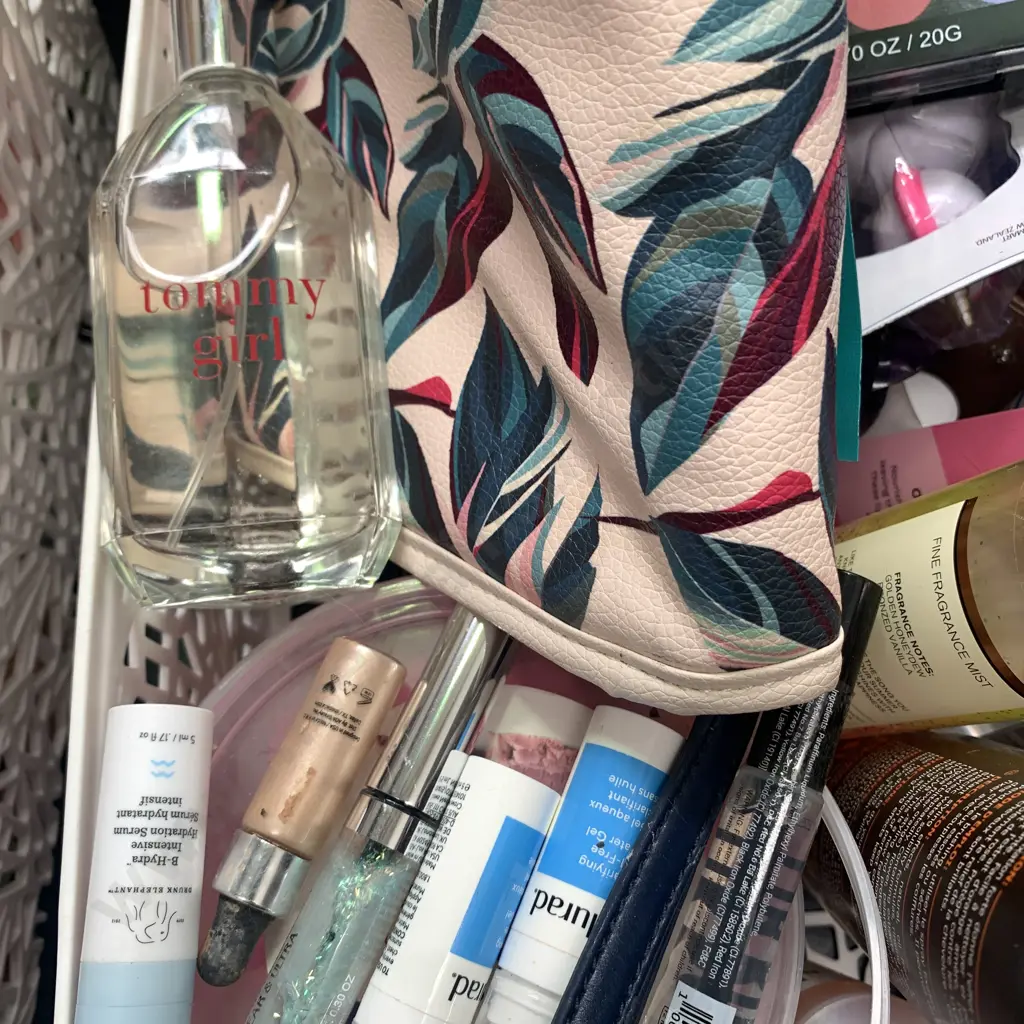 White Basket with Large assortment of Makeup/Perfumes etc Image 1++
