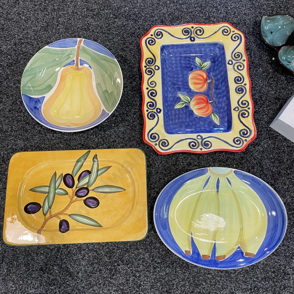 Assorted Hand Painted Platters and Bowls Image 1++