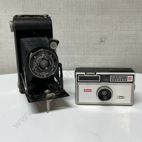 Vintage Kodak Six-20 Junior Camera with Vintage Kodak Instamatic Camera 100