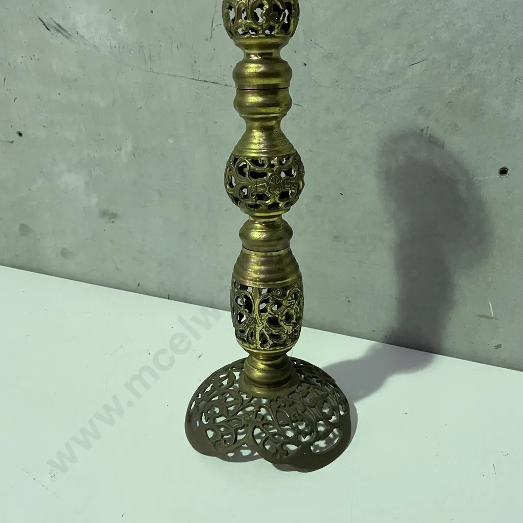 Vintage Ornate Solid Brass 4 Piece Candle Stand H46cm Image 1++