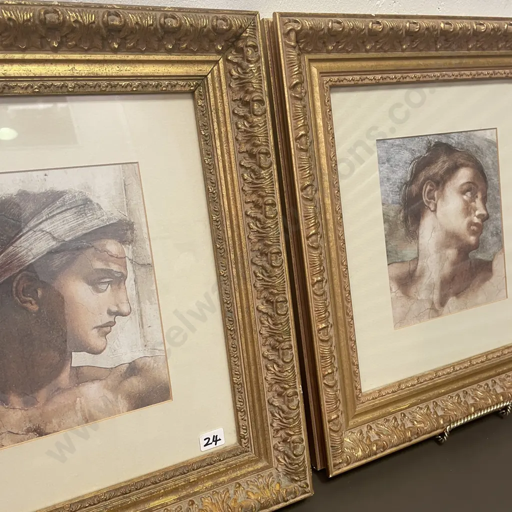 Pair of Gilt Framed and Glazed Artwork Sistine Chapel Prints Image 1++