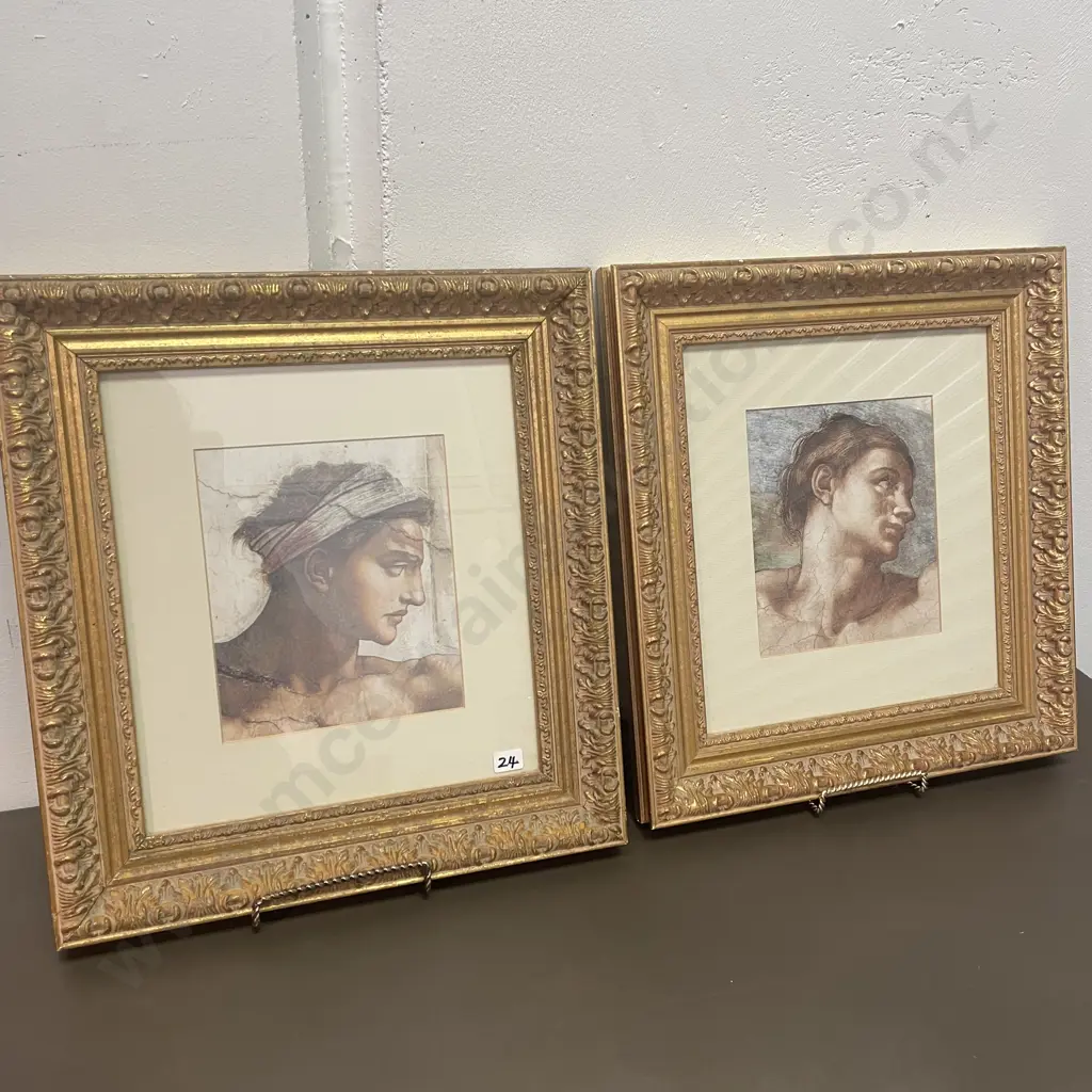 Pair of Gilt Framed and Glazed Artwork Sistine Chapel Prints Image 1++