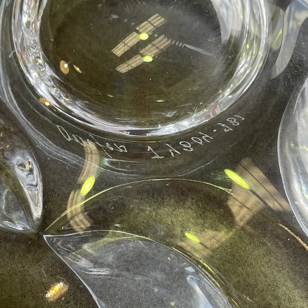 Vintage Signed Orrefors Art Glass Flower Shaped Bowl. Dia33cm Image 1++