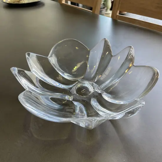 Vintage Signed Orrefors Art Glass Flower Shaped Bowl. Dia33cm