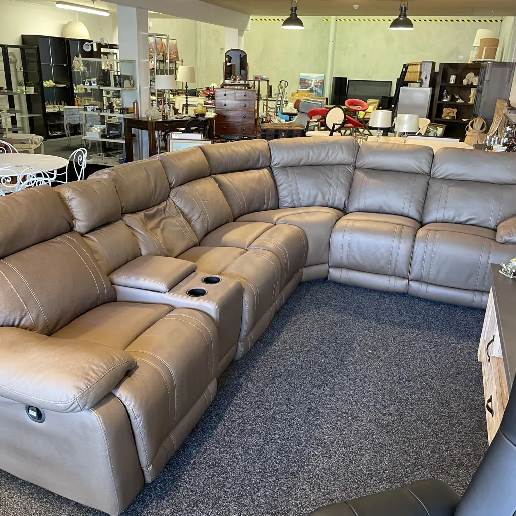 Mocha Leatherette Modular (multiple configurations) 6-7 Seater, with Recliners Image 1++