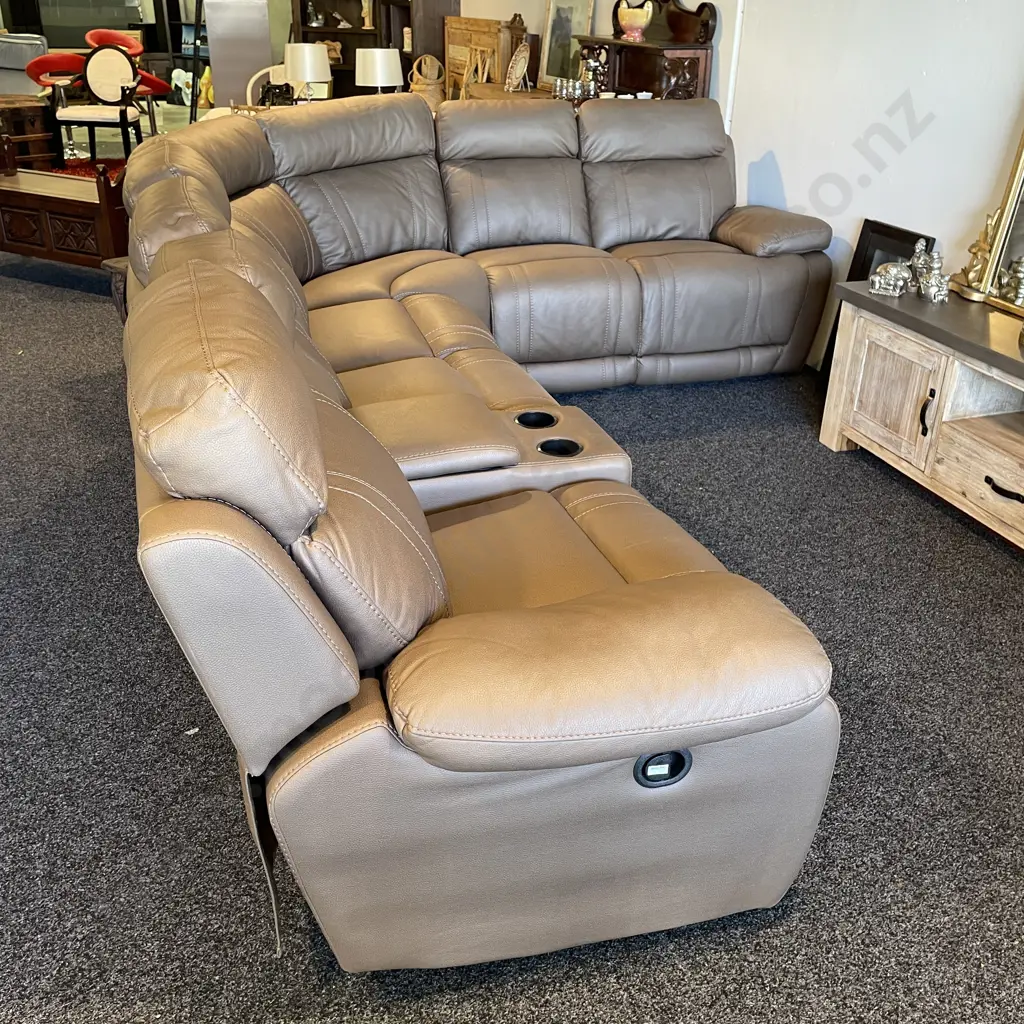Mocha Leatherette Modular (multiple configurations) 6-7 Seater, with Recliners Image 1++