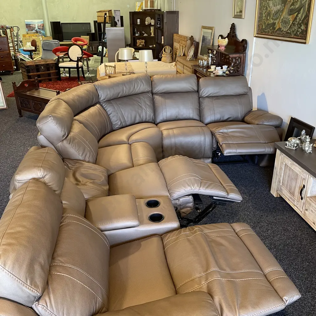 Mocha Leatherette Modular (multiple configurations) 6-7 Seater, with Recliners Image 1++