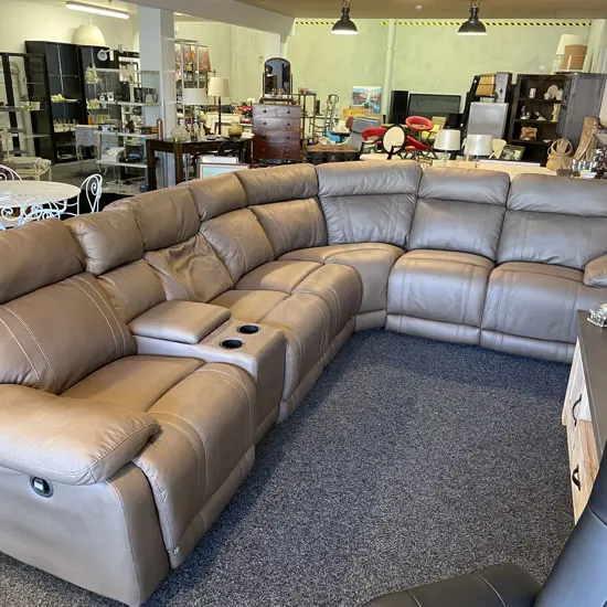 Mocha Leatherette Modular (multiple configurations) 6-7 Seater, with Recliners