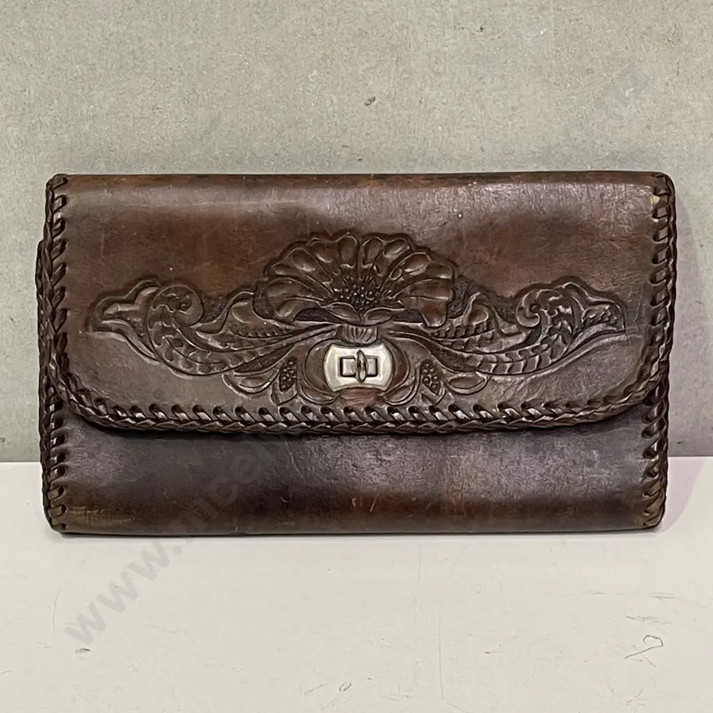 Vintage Hand Tooled Leather Bag Image 1++