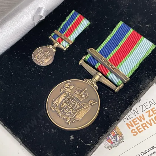 Boxed NZ Government Defence Service Medals