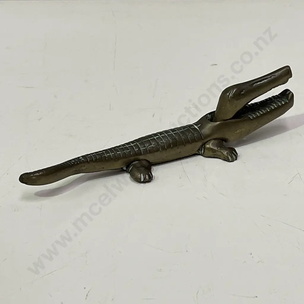 Small Vintage Brass Alligator Nut Cracker Image 1++