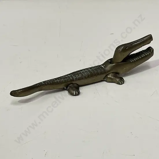 Small Vintage Brass Alligator Nut Cracker