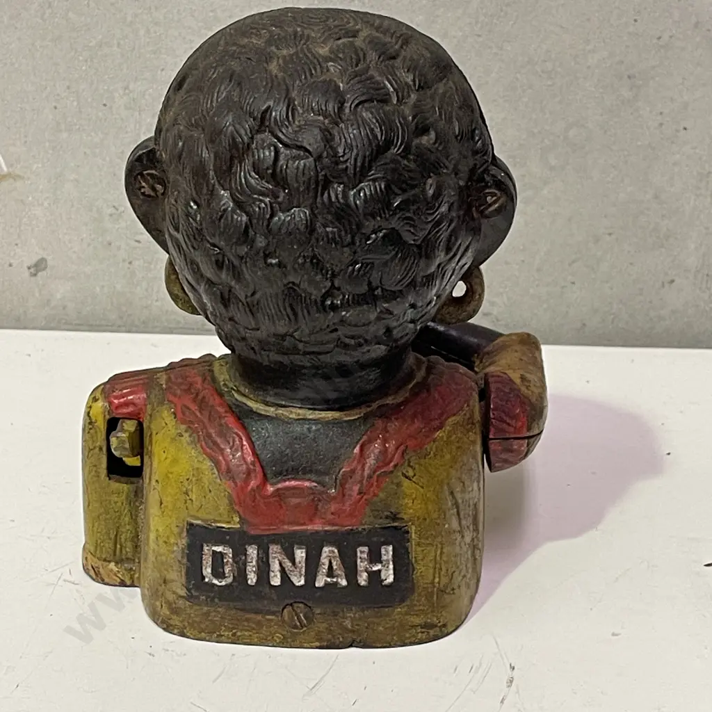 Antique Cast Iron Money Box "Dinah" Image 1++