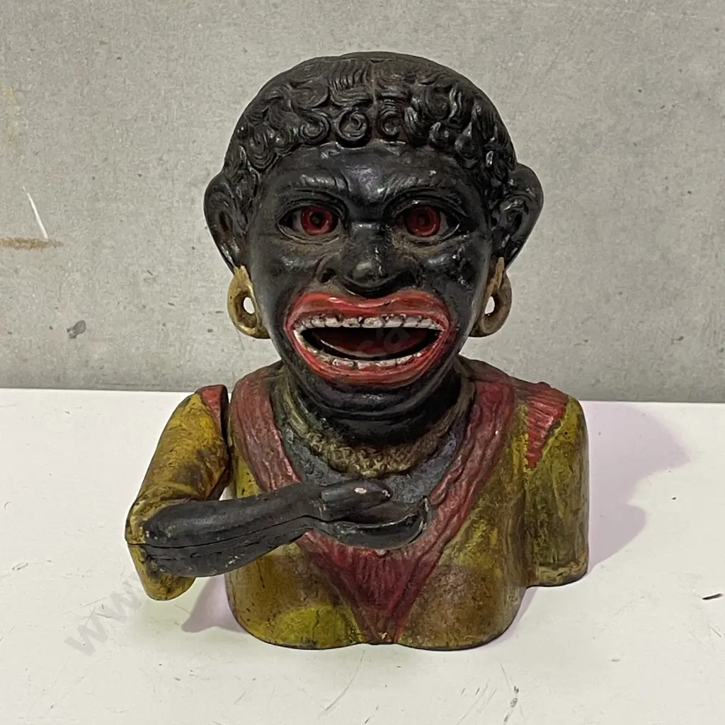 Antique Cast Iron Money Box "Dinah" Image 1++