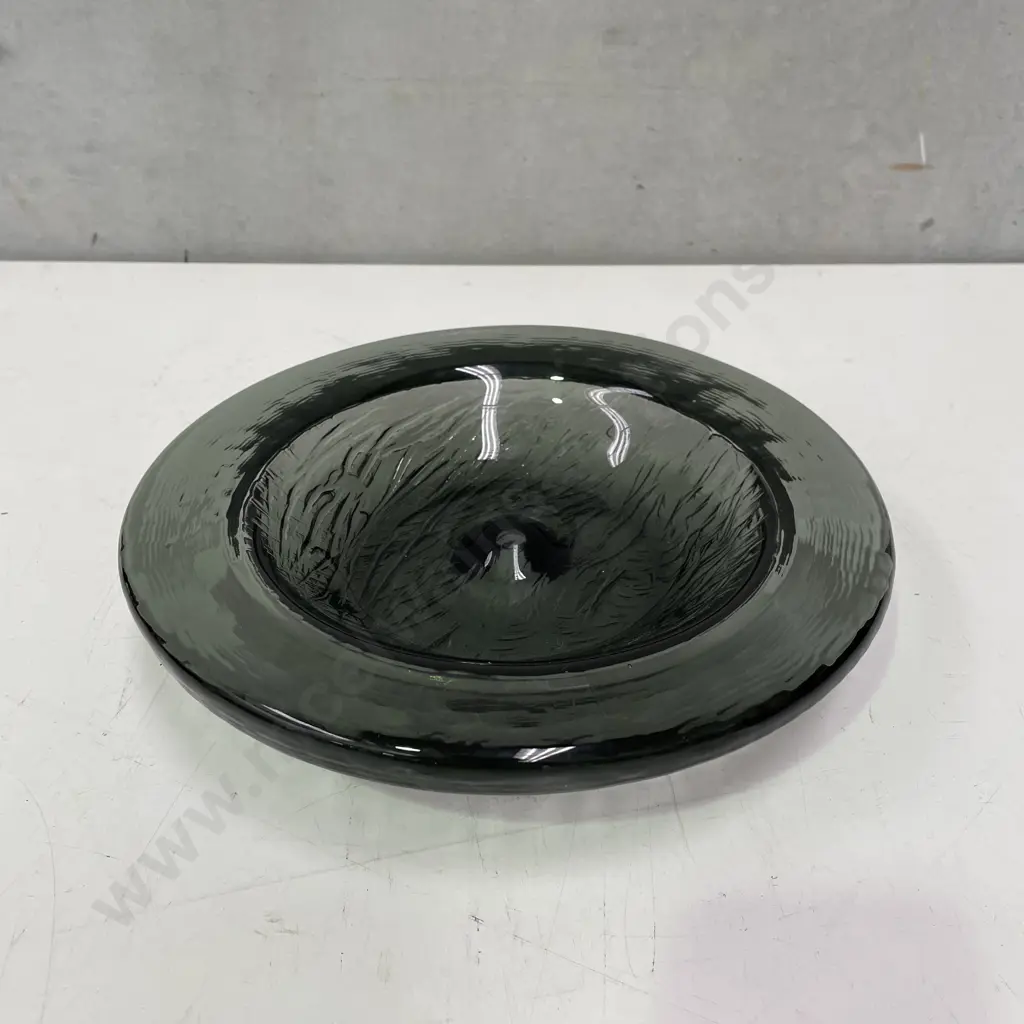 Mid Century Scandanavian Art Smoke Glass Bowl. Dia 25.5cm Image 1++