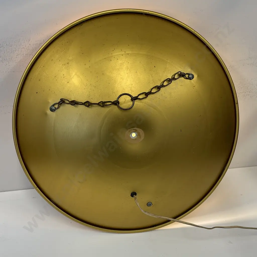 Funky Mid Century Wall Hung Light with Andodised frame and ornate border, racing scene. Dia 42cm. Working Image 1++