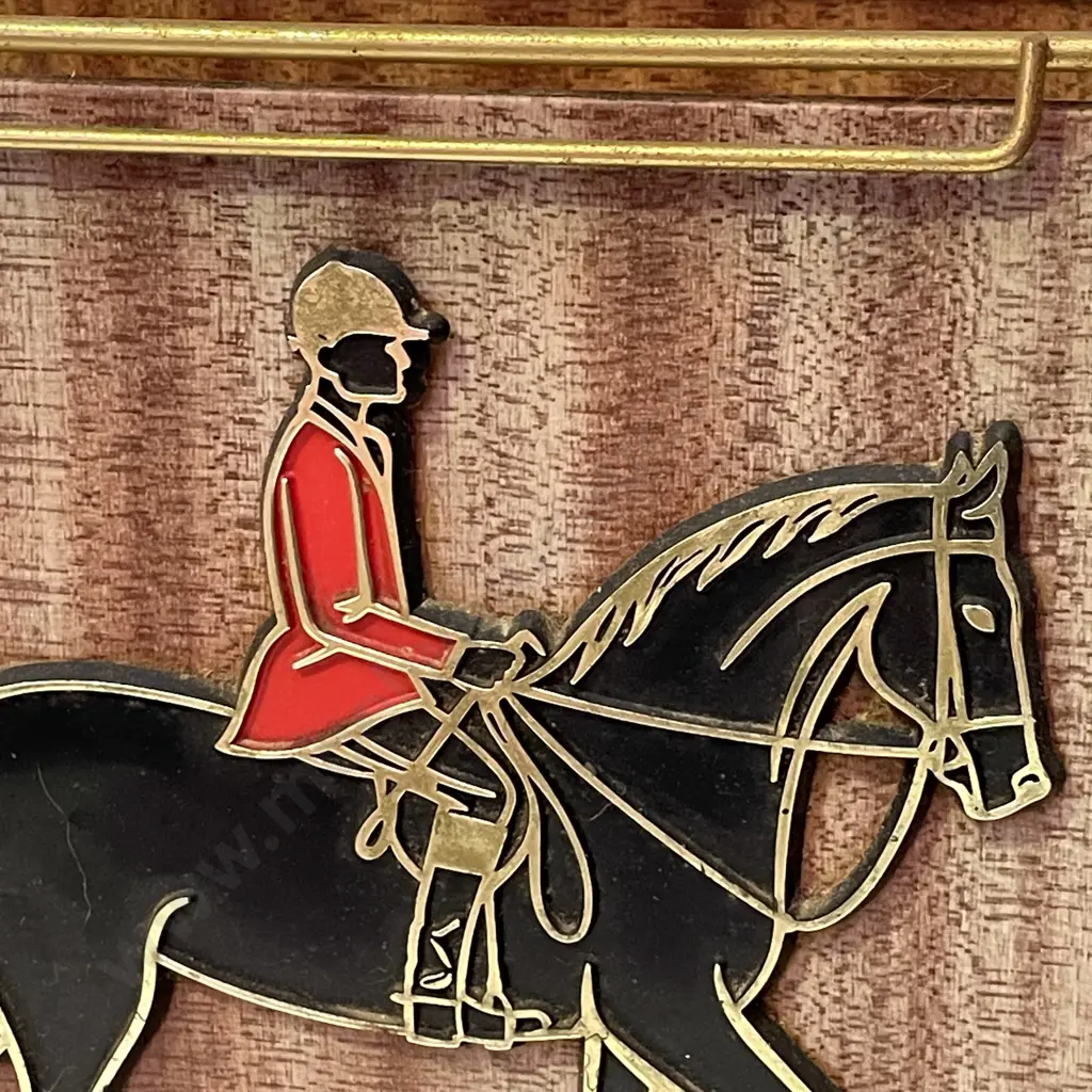 Vintage Magazine Rack with Applied Horse and Rider Decoration Image 1++