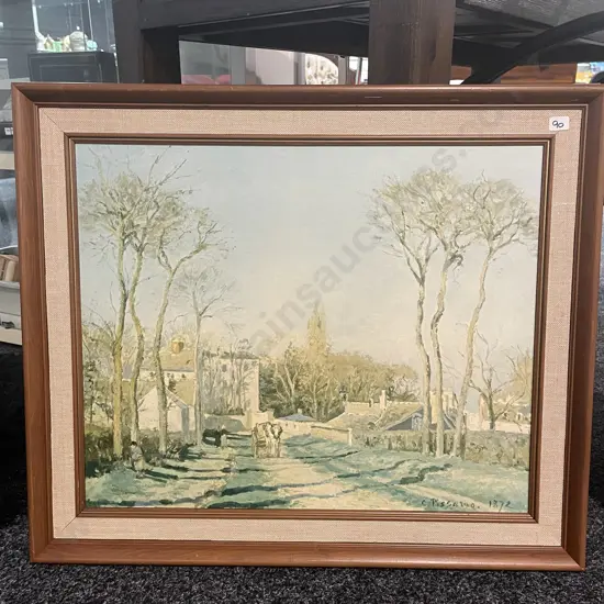 Framed Artwork by Camille Pissarro titled "Entree Du Village De Voisins" ADDED TO ITEM 3