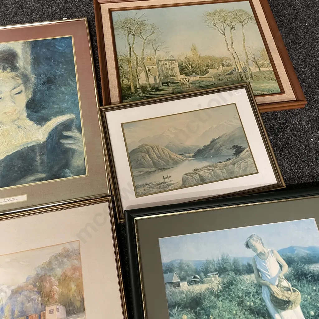 Assorted Framed Prints including Hoyts and Glazed original titled "An Old Landmark" by P. L. Ritchie Image 1++