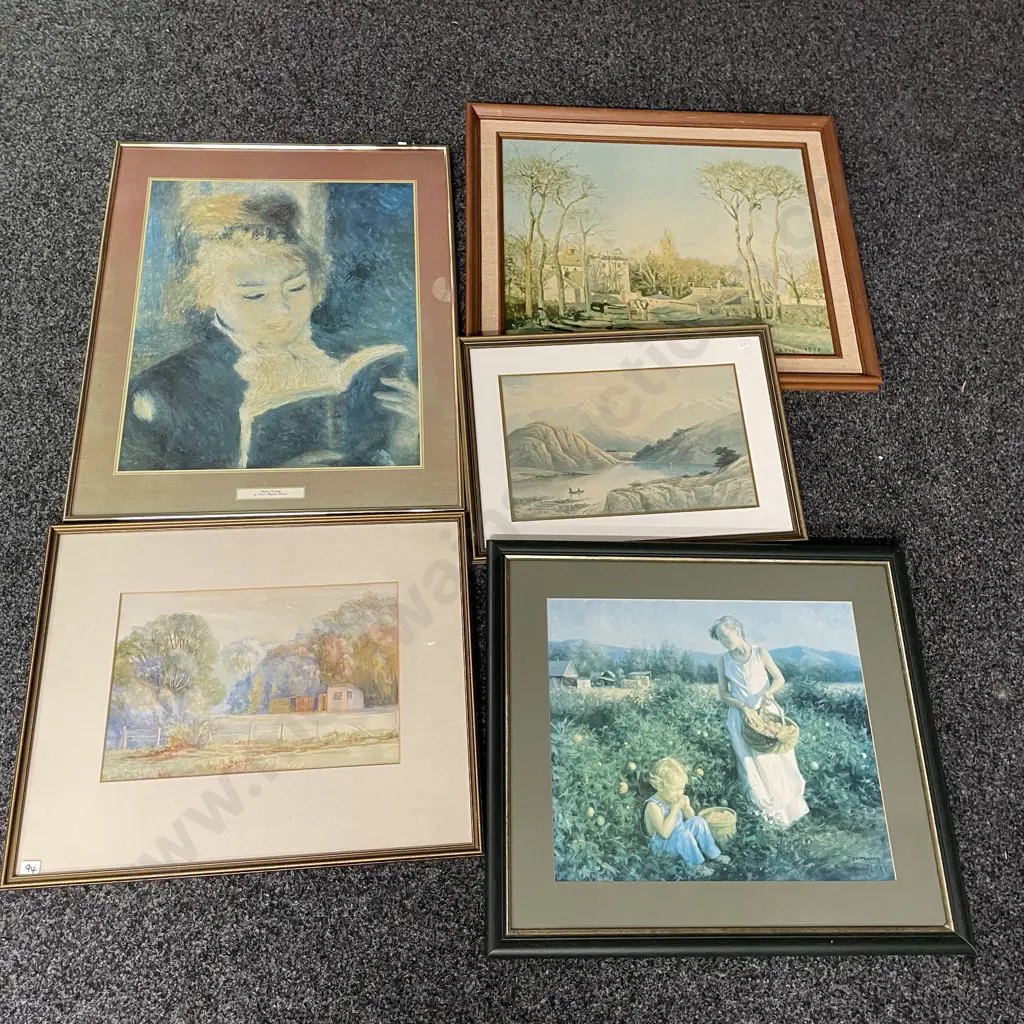 Assorted Framed Prints including Hoyts and Glazed original titled "An Old Landmark" by P. L. Ritchie Image 1++
