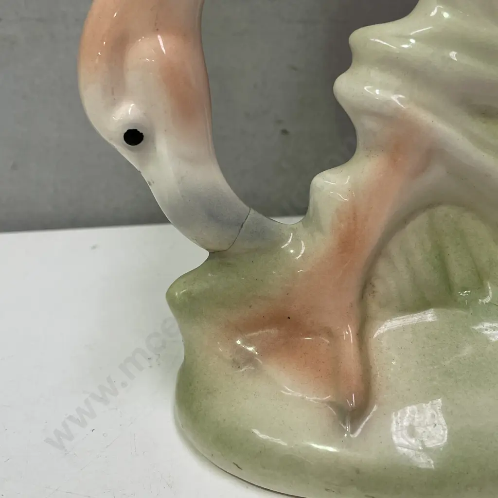 Large Vintage Ceramic Flamingo Figurine. H39cm (af) Image 1++