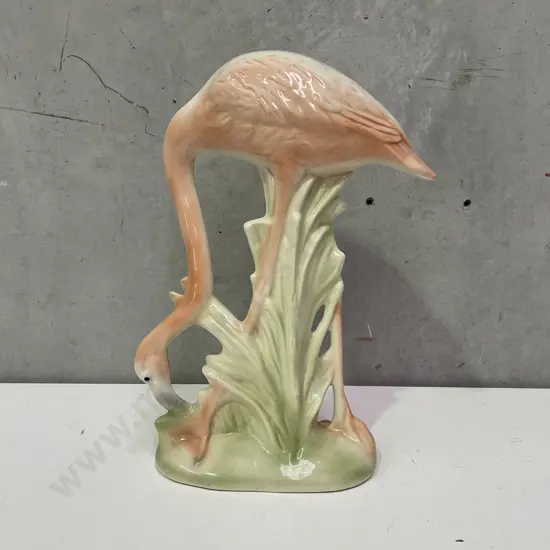 Large Vintage Ceramic Flamingo Figurine. H39cm (af)