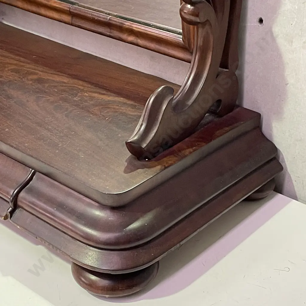 Large 19th Century Solid Mahogany Vanity Pivoting Mirror. Single base drawer. H83 W71 D32cm Image 1++