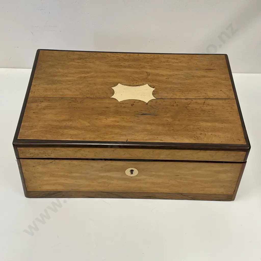 Antique Maple Wood Box/Writing Slope. 36 x 24, H14cm Image 1++