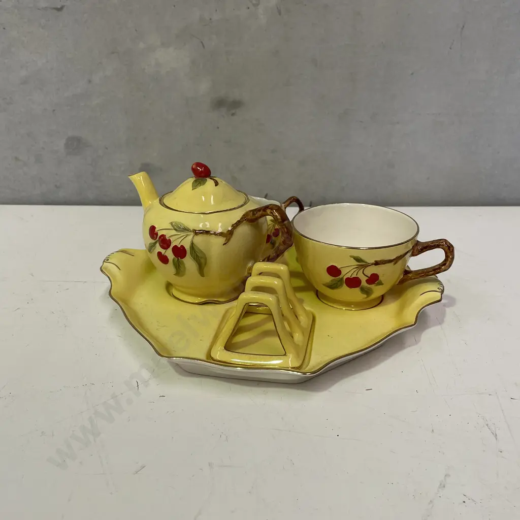 Royal Winton Breakfast Set. Cherry Tree pattern on Yellow background Image 1++